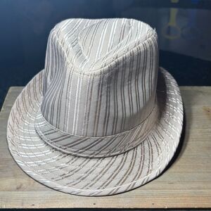 Gold Tone on Tone Pinstripe Fedora Hat One Size Fits Most EPC